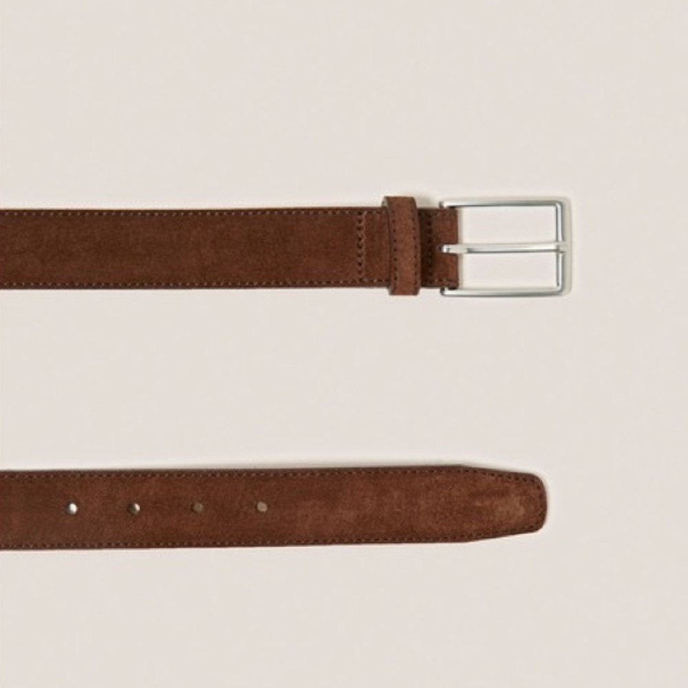 NWT. Zara Men's Brown Split Leather Belt. Size 38.